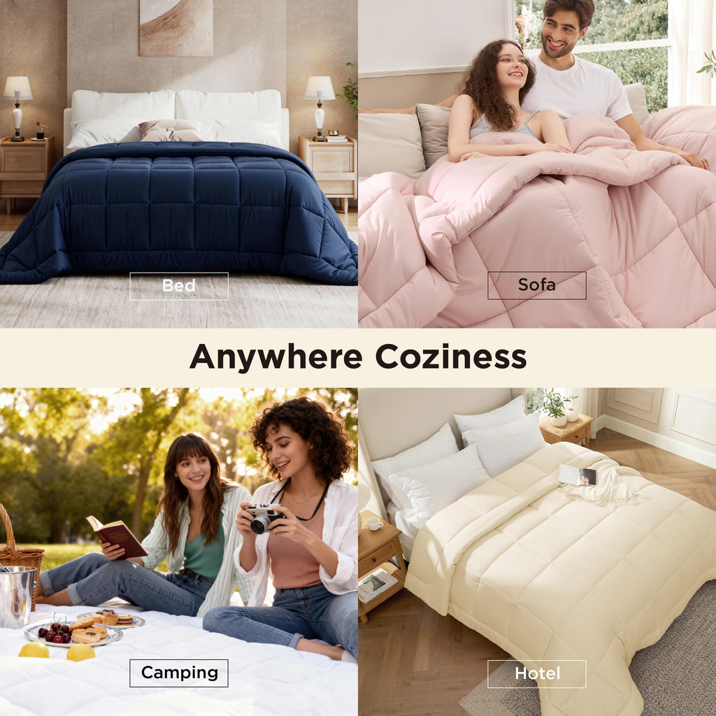 Comforter Duvet Insert - Quilted Comforters Oversized King Size, All Season Duvet, GentleSoft Down Alternative