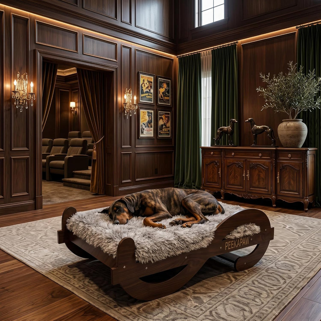 Wood Elevated Raised Dog Bed Frame Mat Set, 110lb