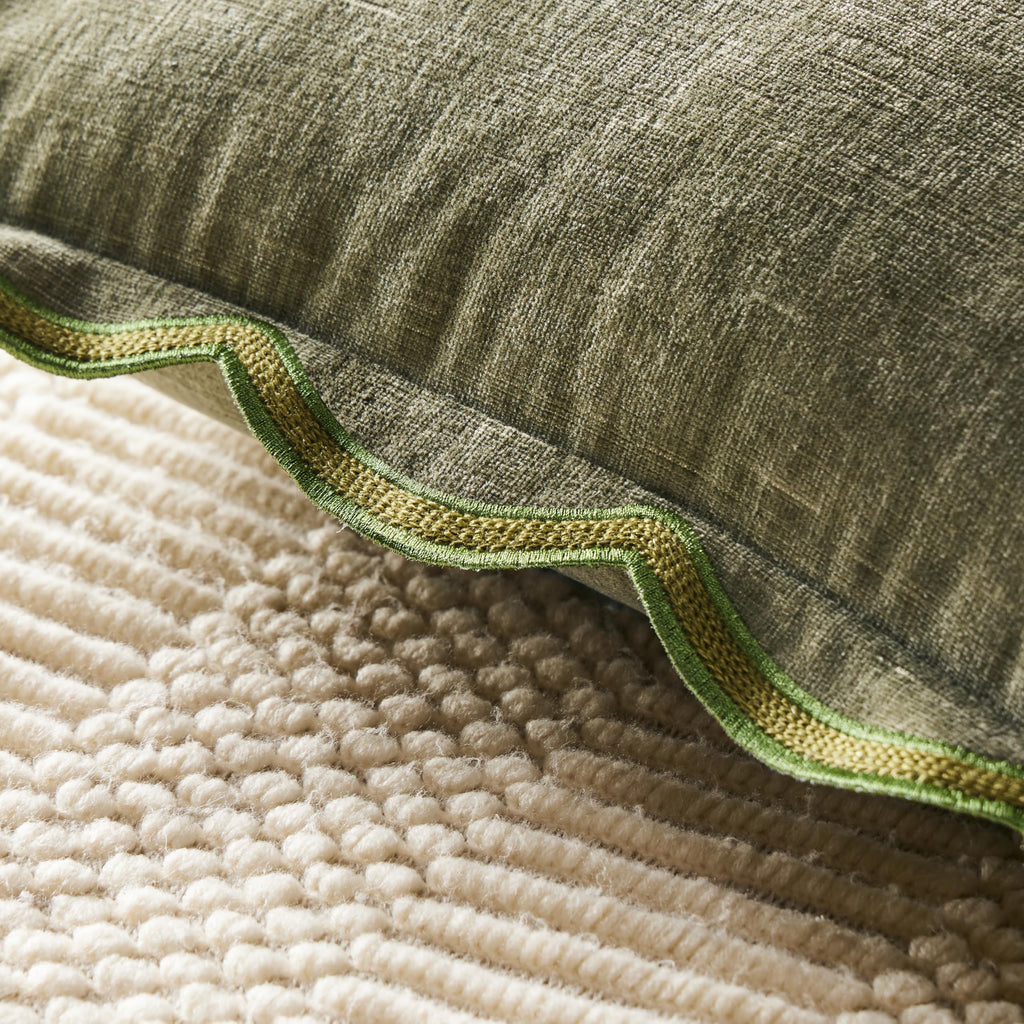 Sage Green Scalloped Pillow Cover Pack of 2 Spring Chenille Decorative Throw Pillow Covers 20x20 Cute Boho Couch