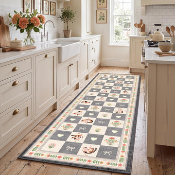Garvve Washable Runner Rug 2x6 Modern Checkered Low Pile Kitchen Rug