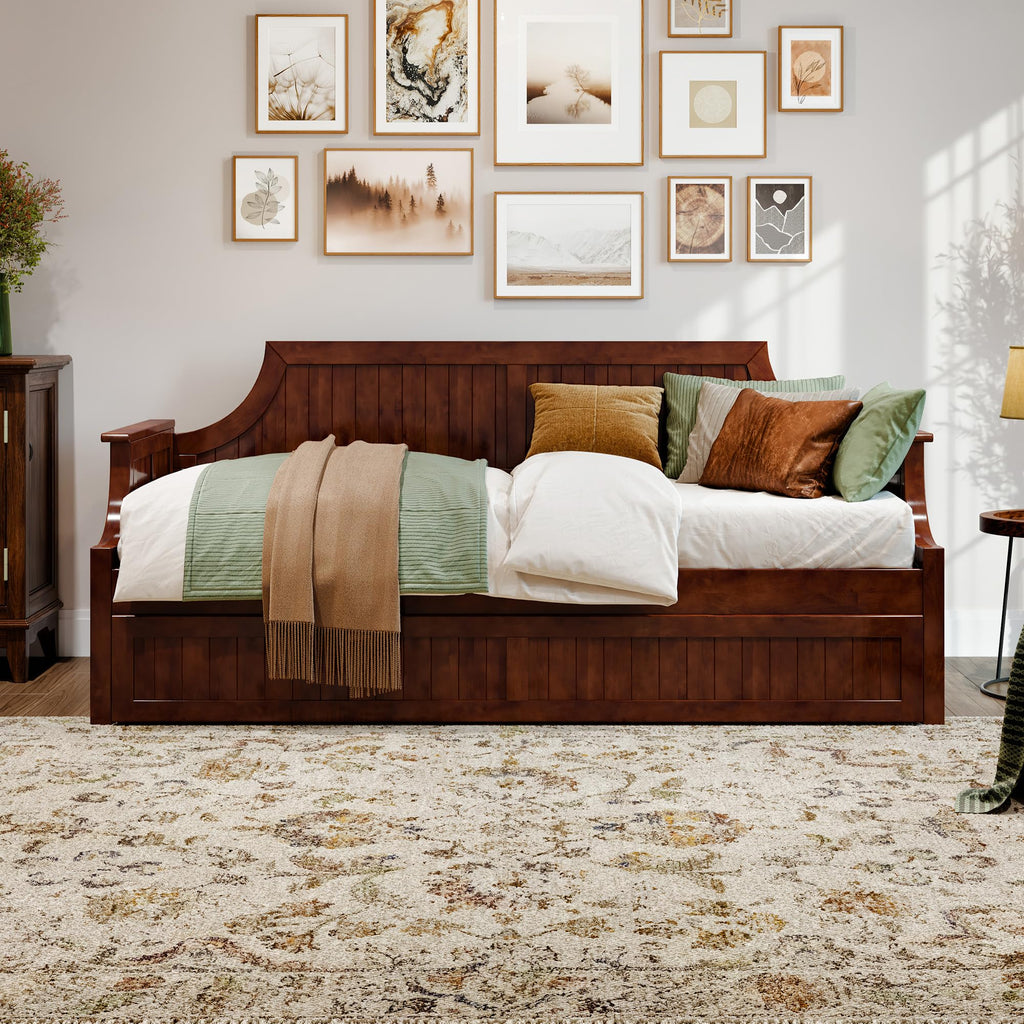 Cambridge Twin Wood Daybed with Twin Trundle, Walnut