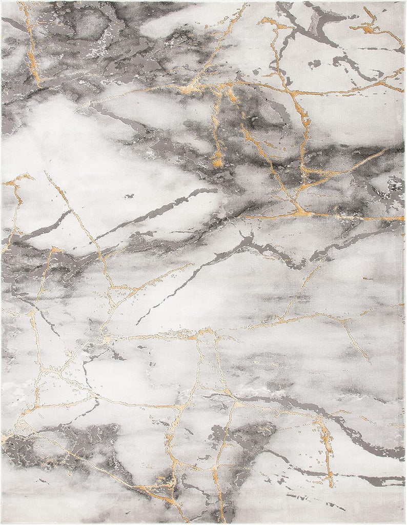 Area Rug 8x10 - Craft Collection - Large - Grey & Gold, Modern Abstract Design, Non-Shedding & Easy Cleaning, Ideal