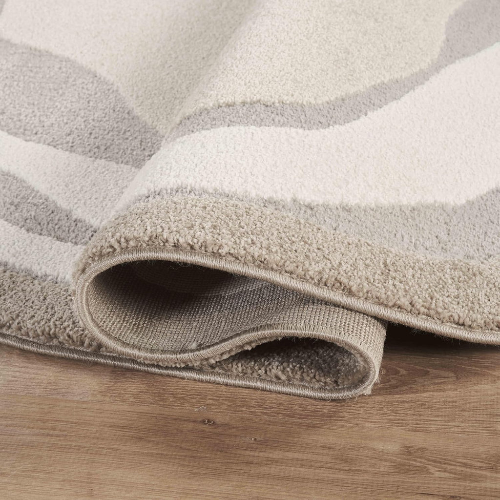 Beau Collection Beige Oval Area Rug - - Geometric Pattern, Non-Shedding - Easy to Clean, Durable s, Bedrooms