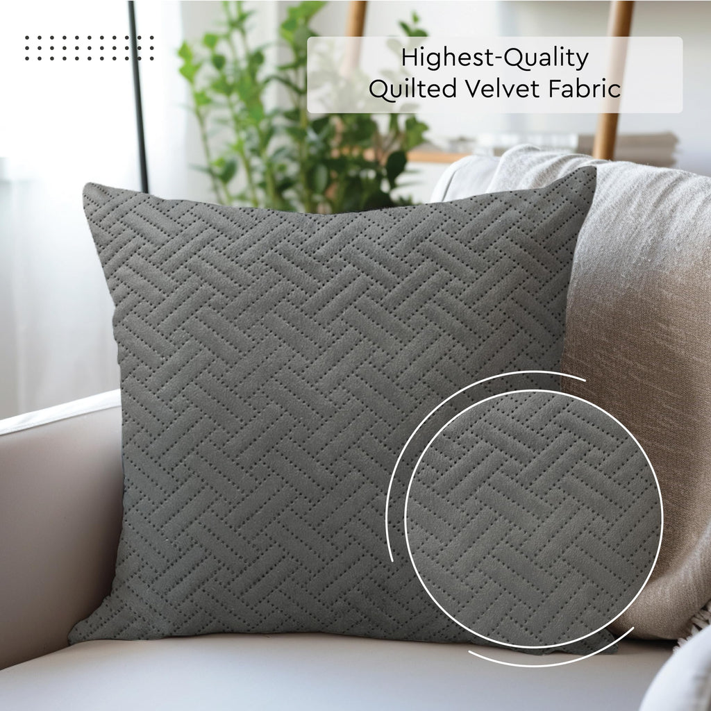 XO Velvet Throw Pillow Covers, No Inserts 20"x20" Dark Grey