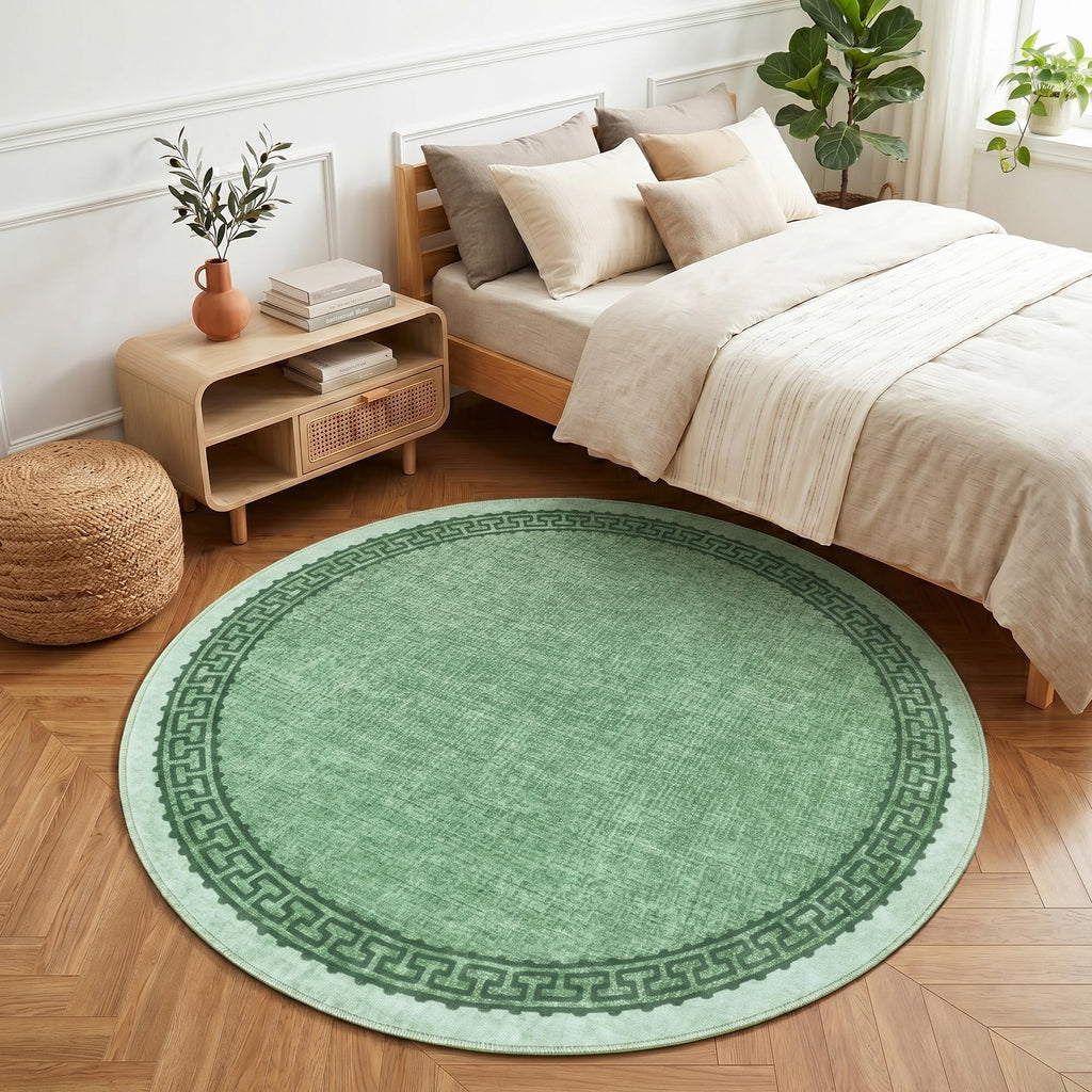 5ft Round Rug Washable Modern Solid Color Circle Rugs