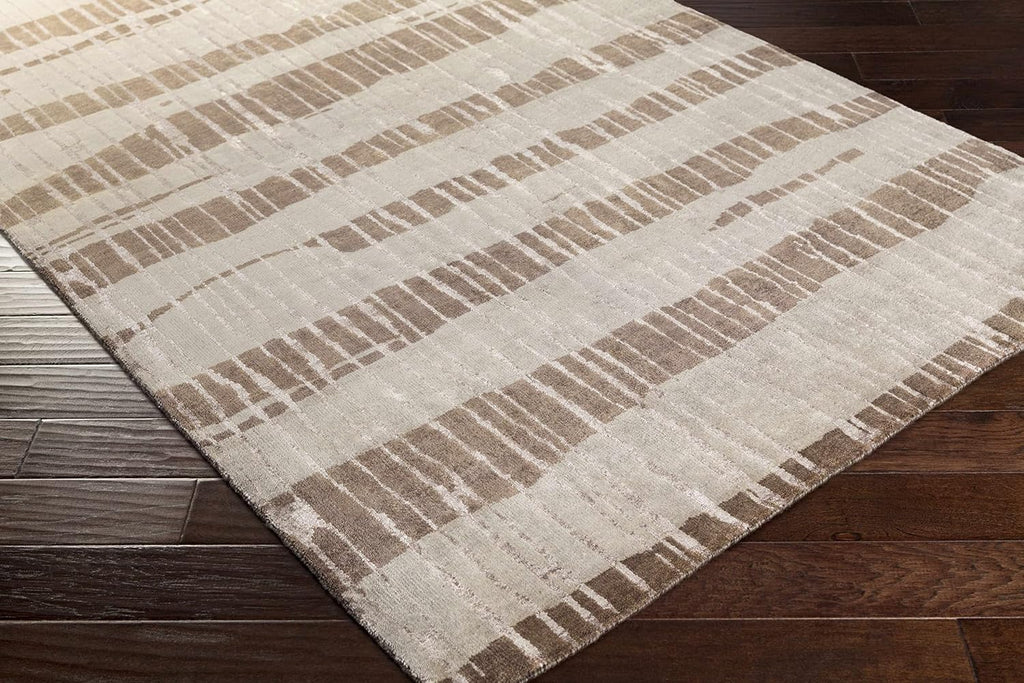 Mendelssohn Wool Area Rug - Striped Abstract Distressed Faded Broken - Contemporary Modern Mid-Century Minimalist