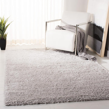Madrid Shag Collection Area Rug - 3' Square, Silver, Solid Design, Non-Shedding & Easy Care, 1.6-inch Thick Ideal for