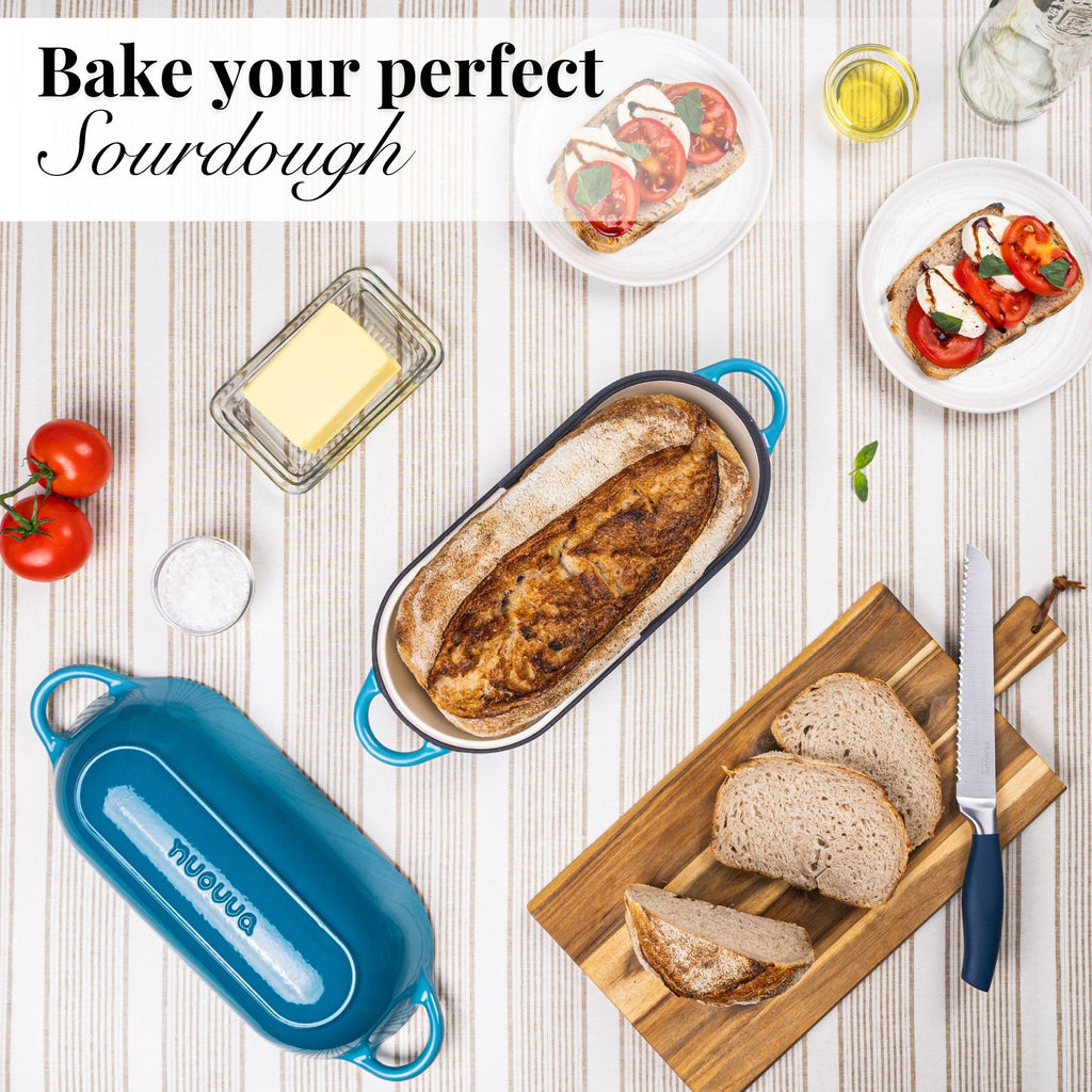Enamelled Cast Iron Bread Loaf Pot - Dutch Oven For Sourdough Bread Baking - Oven Safe Non Stick Bread Pot