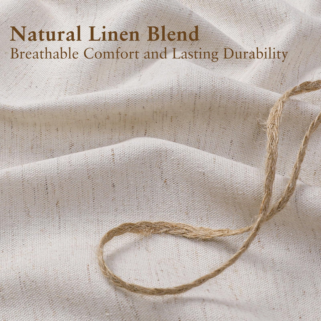 Boho Ruffle Shower Curtain, Linen Blend Fabric, Natural, 72 x 72