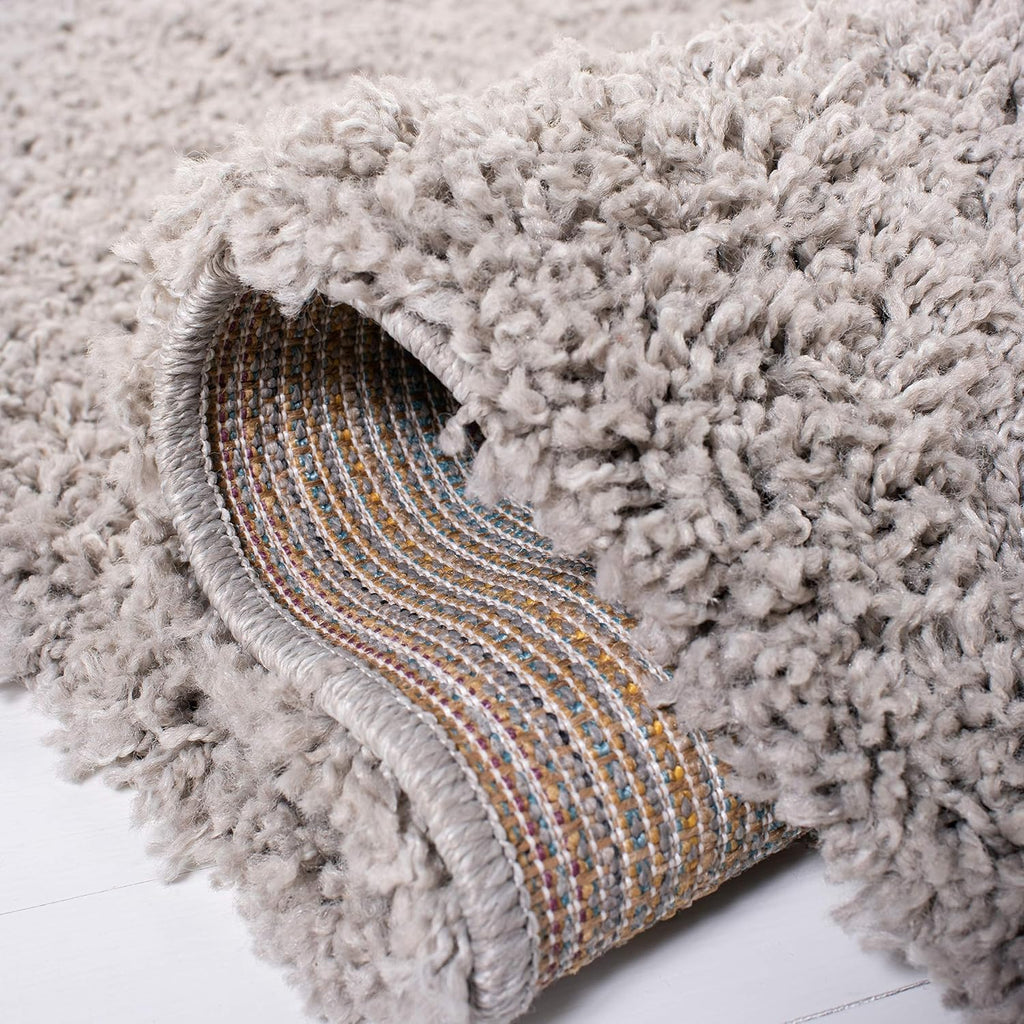 Venus Shag Collection Area Rug - 5'3" Square, Taupe, Solid Design, Non-Shedding & Easy Care, 1.8-inch Thick Ideal for