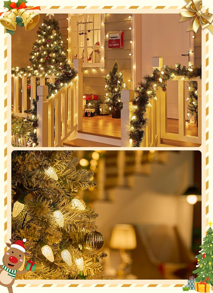 C9 Christmas Lights Outdoor, 114FT 150 LED Warm White Lights