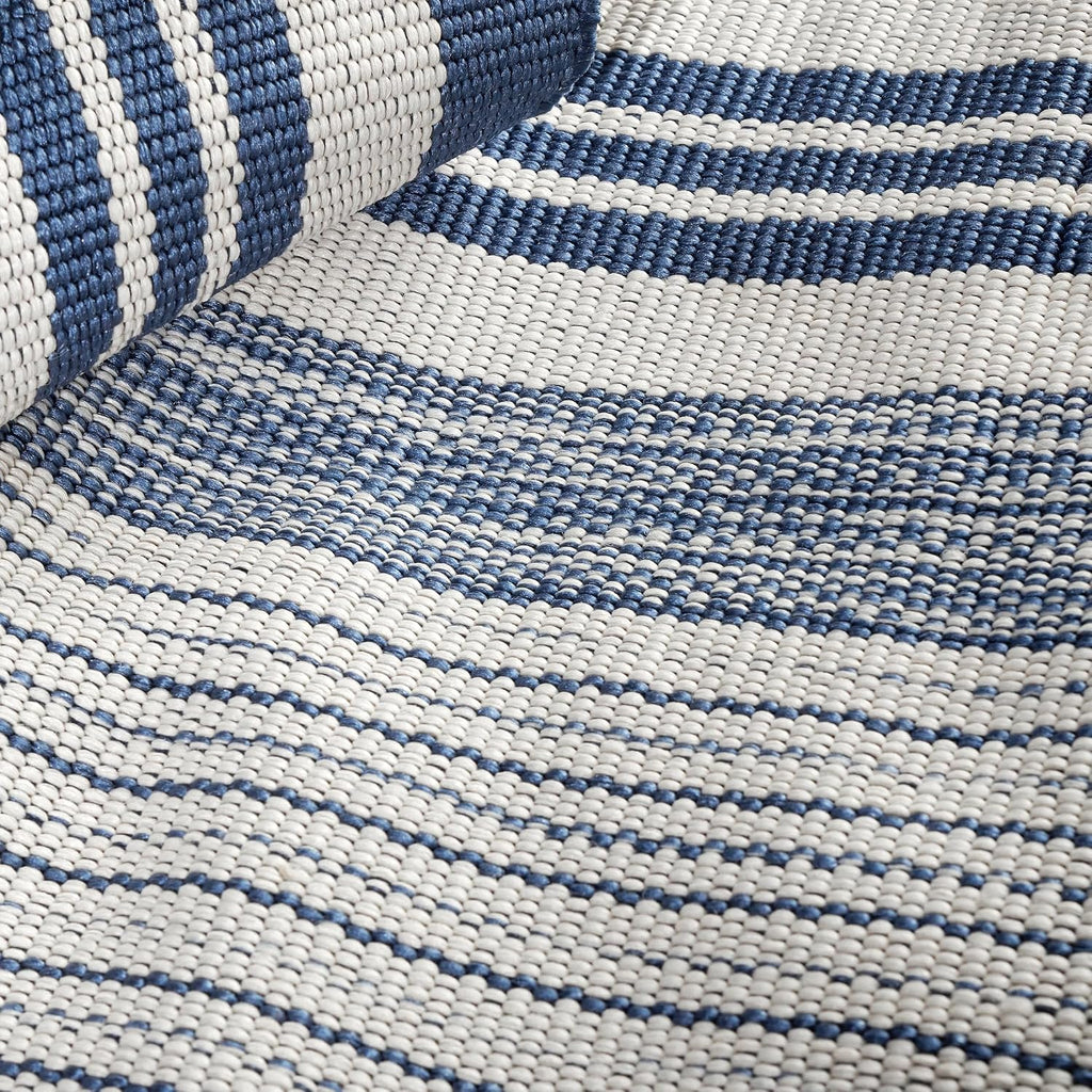 Quincy Denim Striped Handwoven Indoor/Outdoor Rug