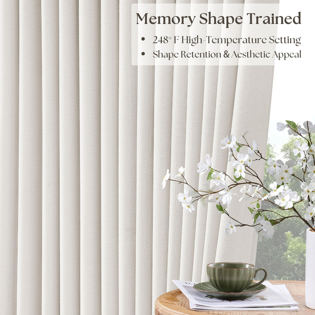 Ivory White Pleated Blackout Curtains 120 Inches Long 2 Panels