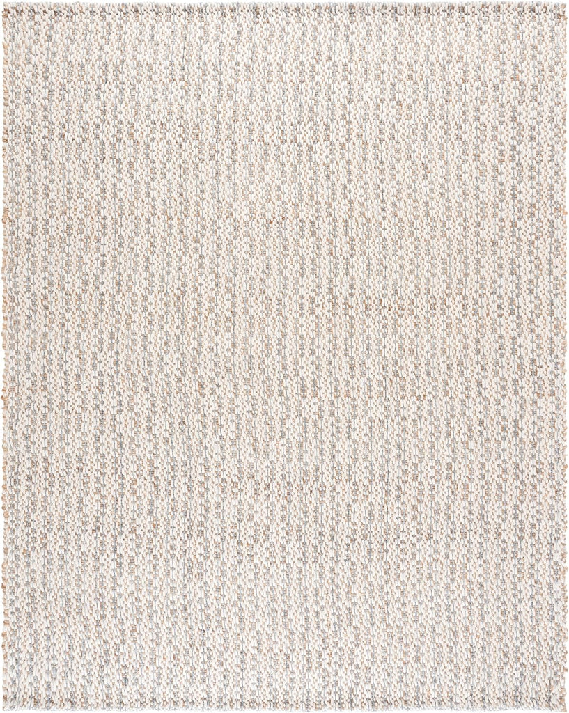 8x10 Area Rug - Natural Fiber Collection - Large - Natural & Light Blue, Handmade Jute & Wool, Ideal, Dining Space