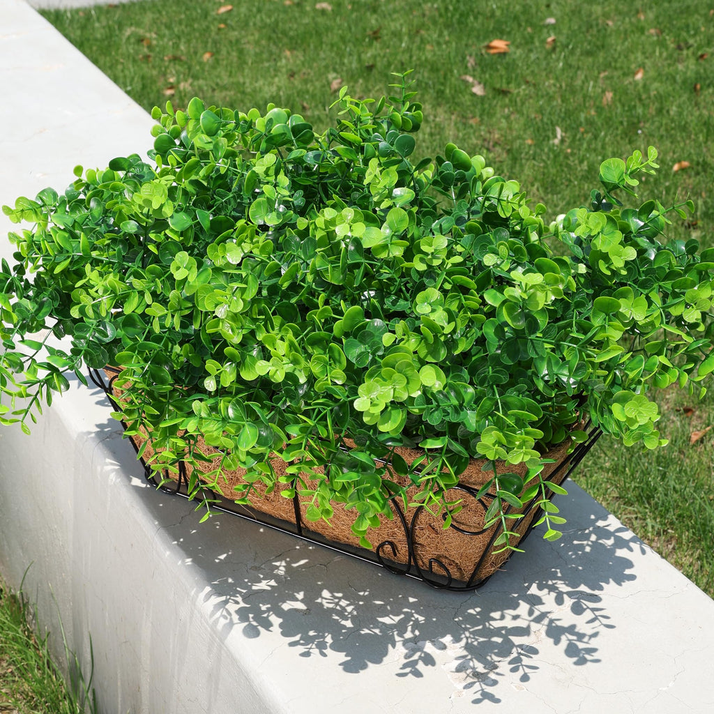 Artificial Plants for Outdoors Outside Spring Summer Decoration, 12 Bundles Faux Eucalyptus Leaves Stems Bulk Fake