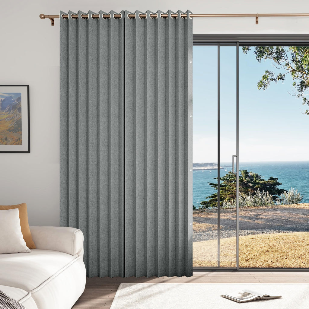 Faux Linen Pinch Pleated Style Look Blackout Curtains & Drapes 96 Inch Long Bedroom/Livingroom Farmhouse Curtains, 1