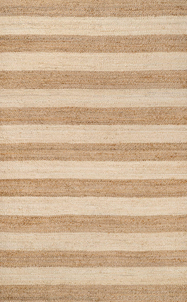 Jayden Woven Jute Stripe Natural/Bleach Indoor Area Rug, Rustic, Farmhouse, Traditional, Lodge, Easy-Cleaning