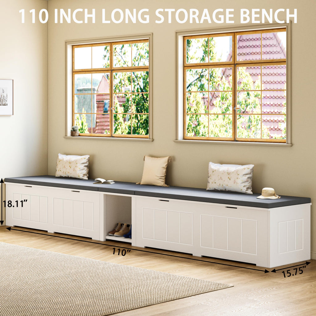 L Shaped Corner Storage Bench with Cushion, Breakfast Nook Bench, Kitchen Banquette Dining Seating with Hidden