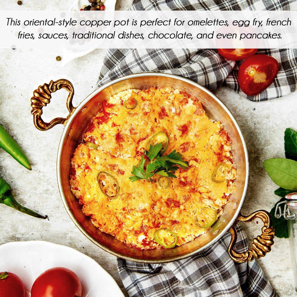 7 Inches Authentic Hammered Copper Pan and Cookware, Traditional Handmade Copper Skillets for Cooking, Egg Fry Omelet