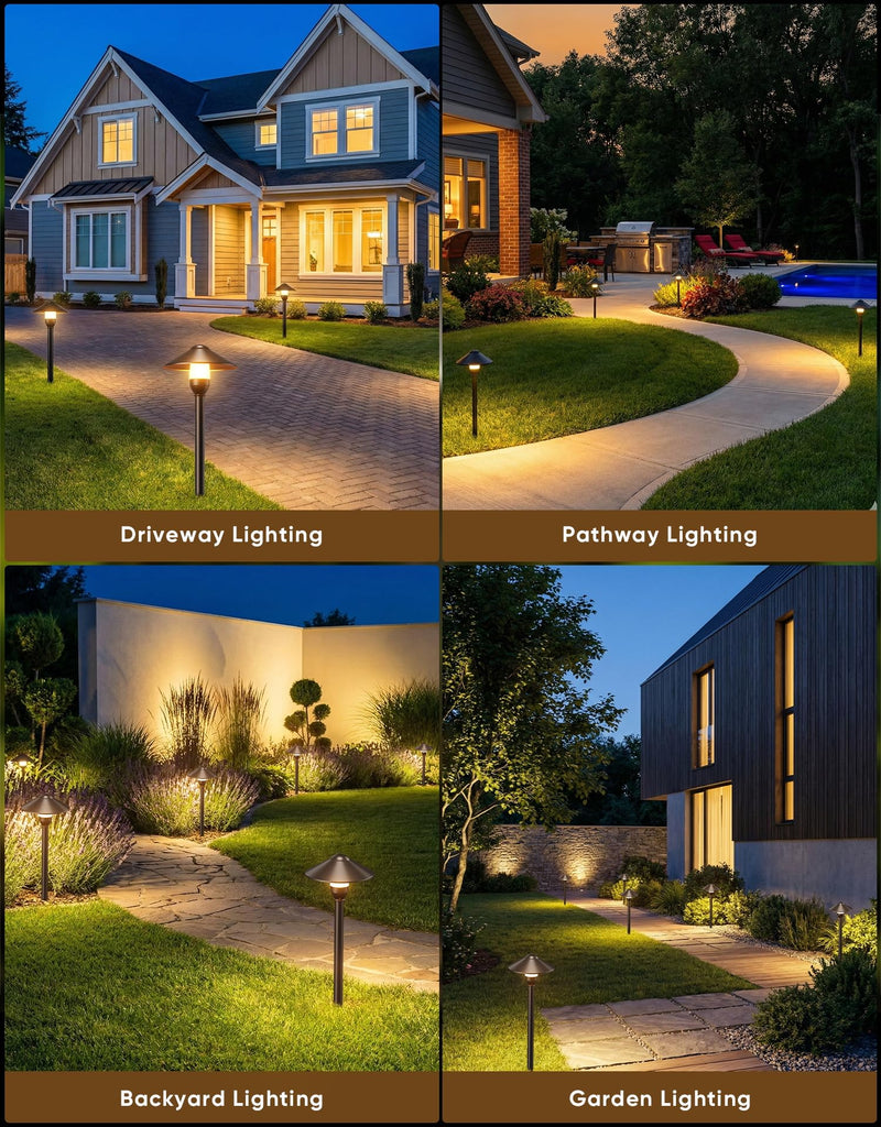 Low Voltage Pathway Lights with G4 3W 3000K Bulbs 6-Pack, ORB Aluminum
