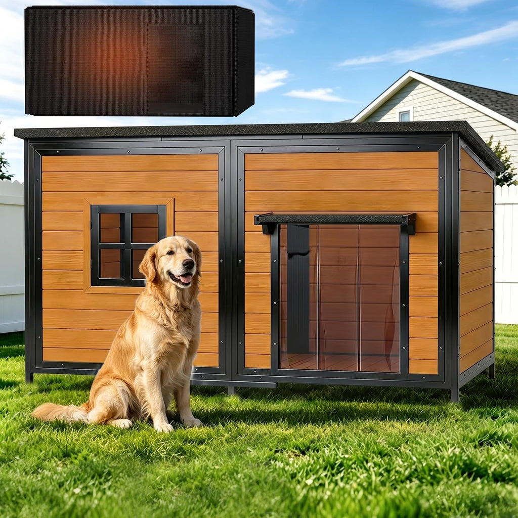 59" Insulated Extra Large Dog House, Brown
