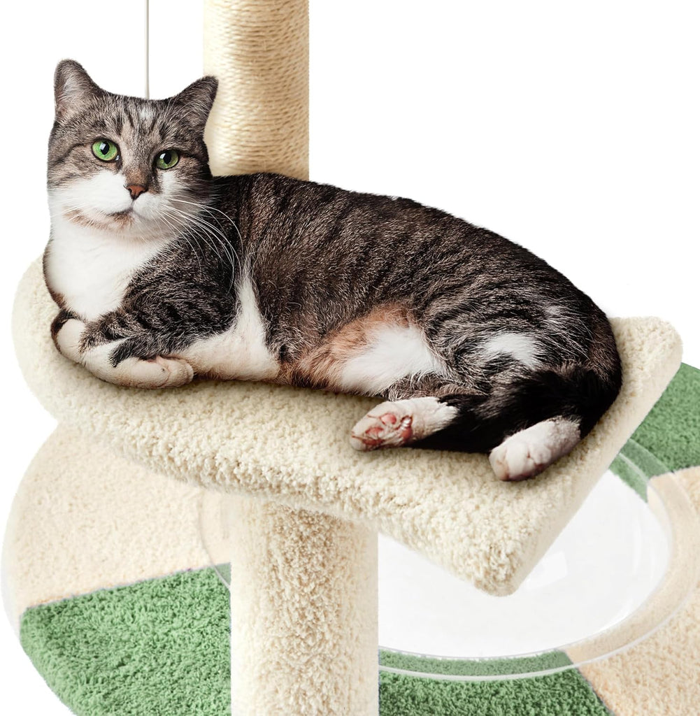 Cat Tree, 35.5in Cat Tower for Indoor Cats, Cat House with Scratching Posts & Padded Perch & Space Capsule, Cute