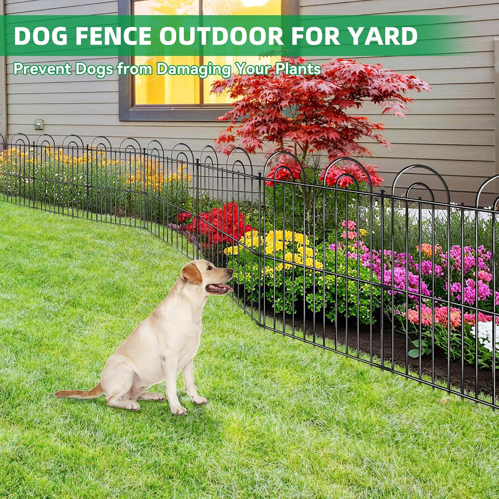 25 Panels No Dig Decorative Garden Fence, 32in(H) X 50ft(L) Tall Dog Fence Outdoor for Yard, Rustproof Metal Wire