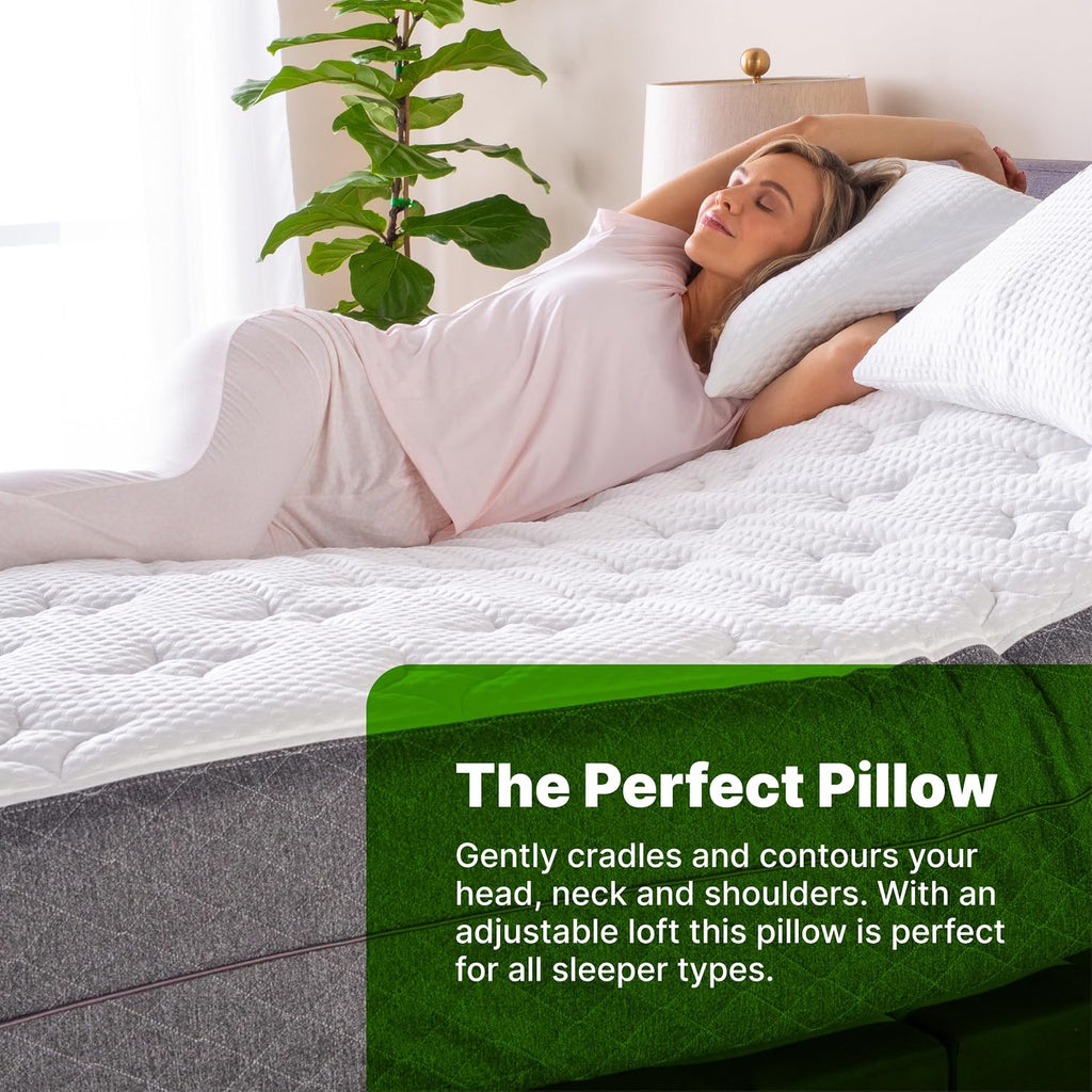 Shredded Memory Foam Pillow with Adjustable Gel and Cooling Breathable Cover - Queen Size Shredded Pillows