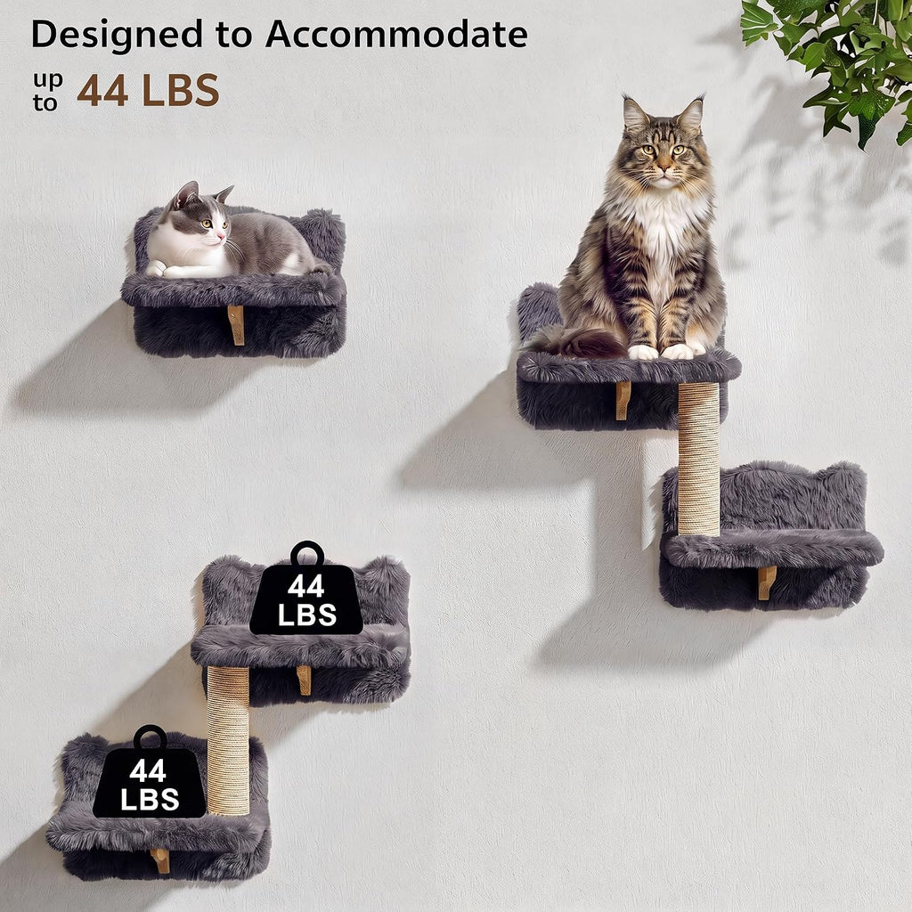 Cat Wall Furniture, 13 in 1 Moon & Bridge Cat Wall Shelves, Grey