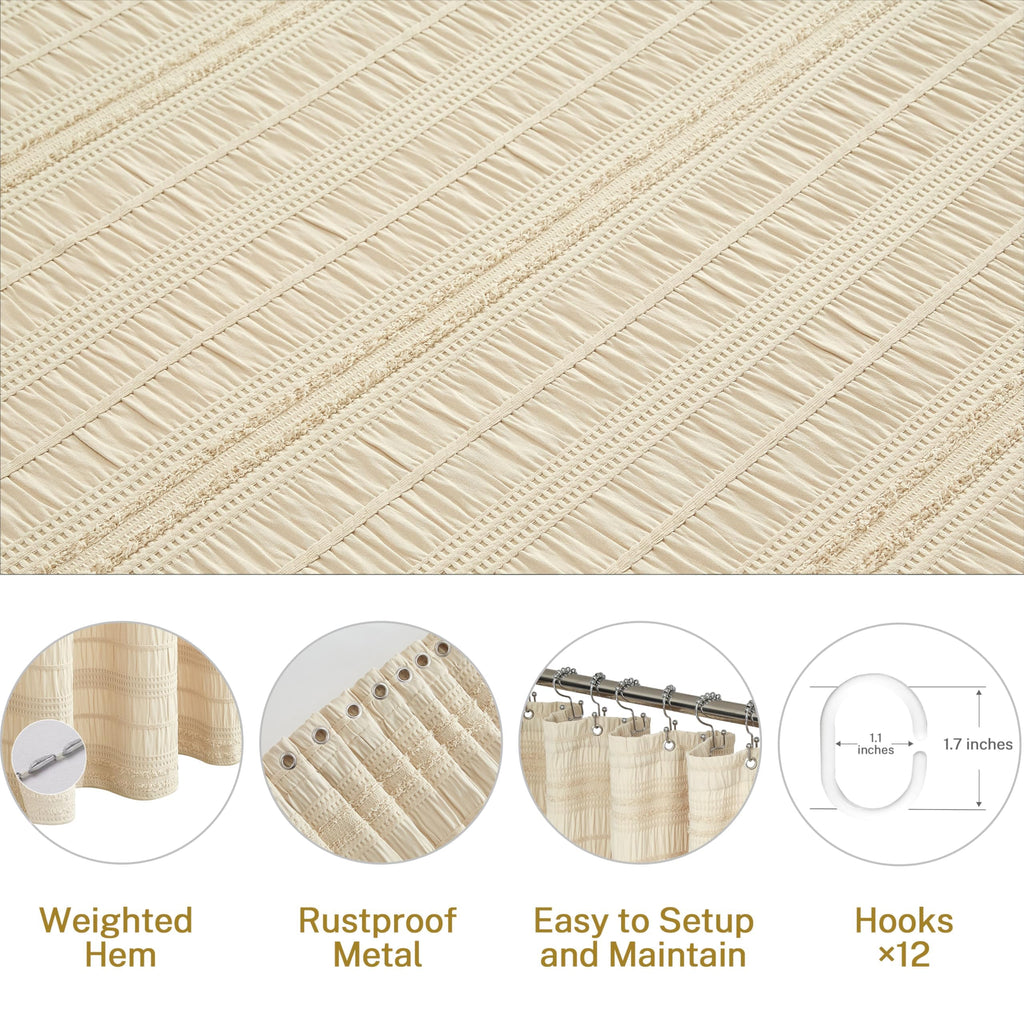 Extra Long Farmhouse Beige Boho 72 x84 Cotton Blend Tufted Fabric Waffle Textured Shabby Chic Rustic Minimalist