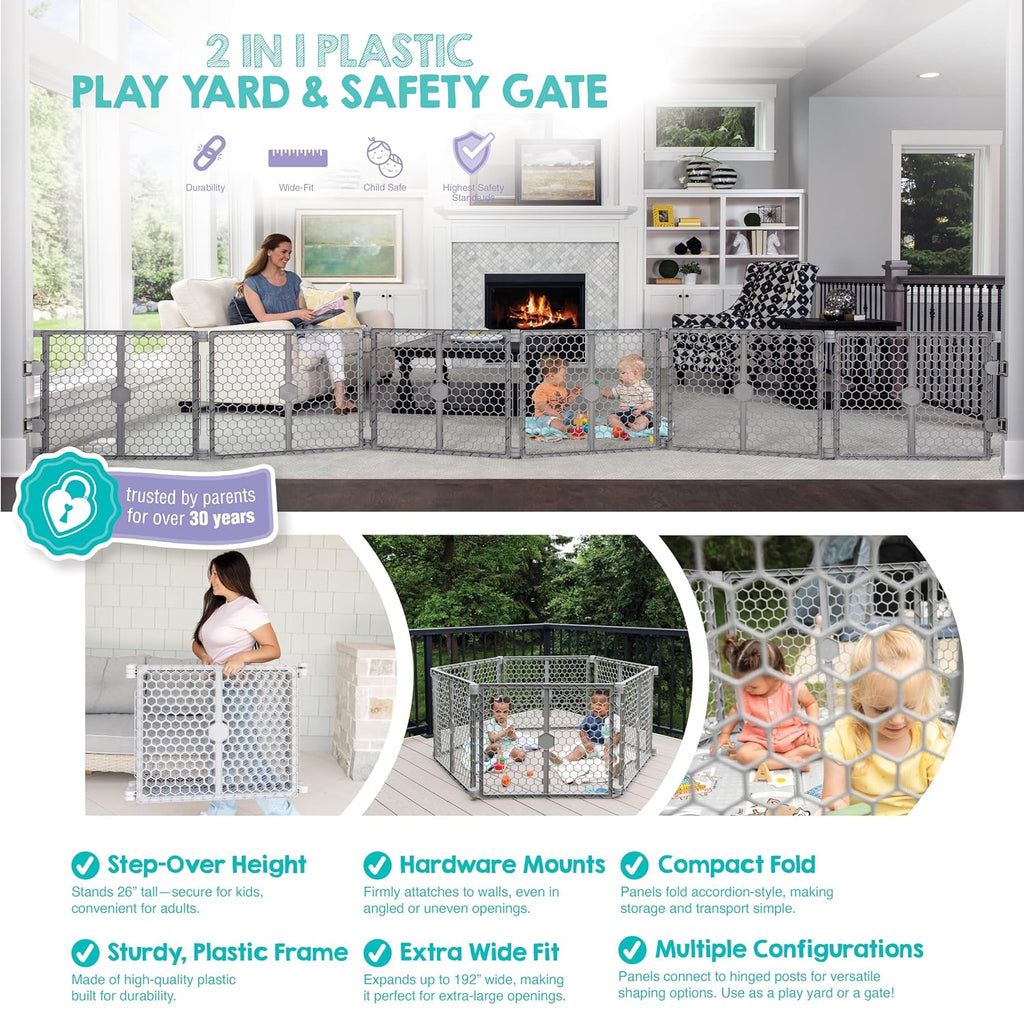 Safety 192" Plastic Super Wide Baby Gate & Play Yard with Door