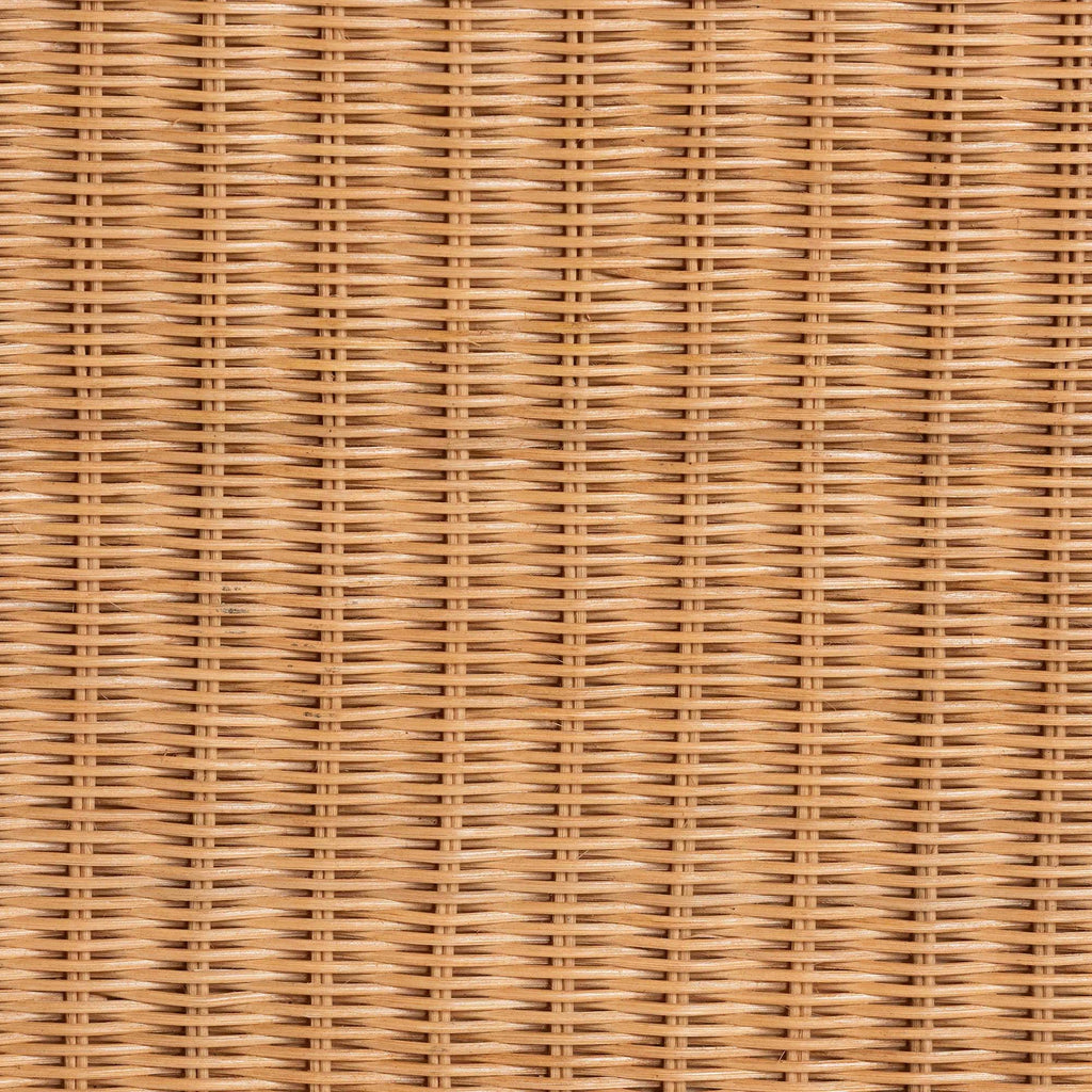 Palm Scallop Natural Rattan Ottoman with Cushion - Handwoven Wicker Accent Bench or Footrest, or Sunroom Decor