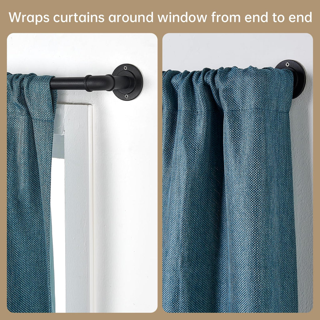 Industrial Curtain Rods, 35 to 75 Inches, 7/8 Inch Diameter, Black