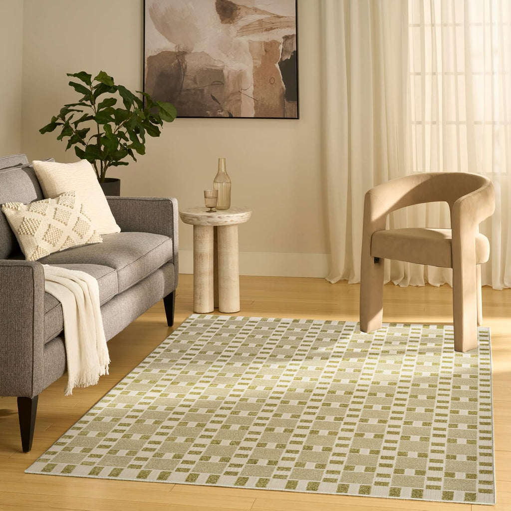 Home Nordic Green Area Rug - Easy Clean, Non Shedding, Bed Room, Living Room, Dining Room, Kitchen