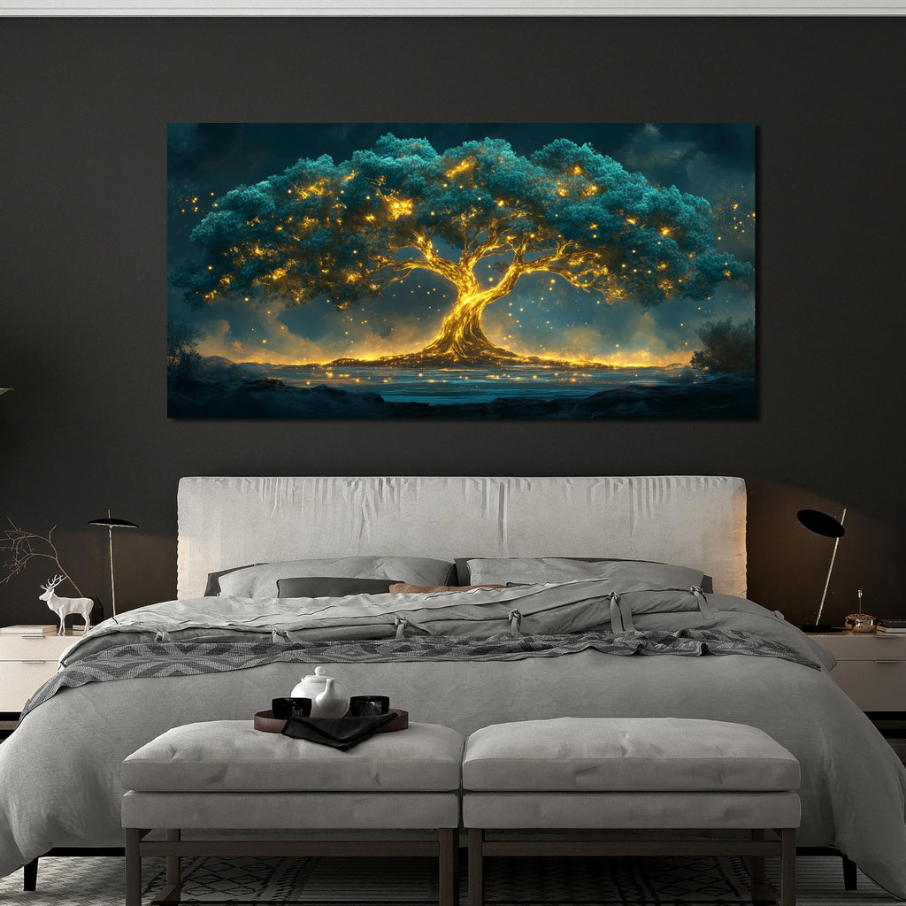 Canvas Wall Art Decor Artwork for Walls Green Gold Wall Art Decor Tree of Life Wall Art Tree Wall Decor Art Wall Art