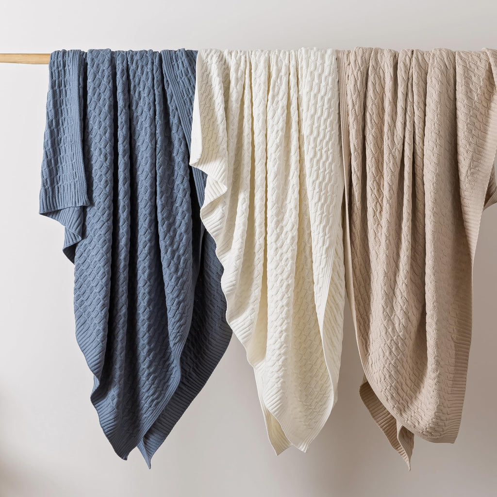 Cable Knit Throw Blanket - Super Soft, Warm & Lightweight Knitted Jacquard Throw Blanket for Couch, Sofa, Bed, Chair