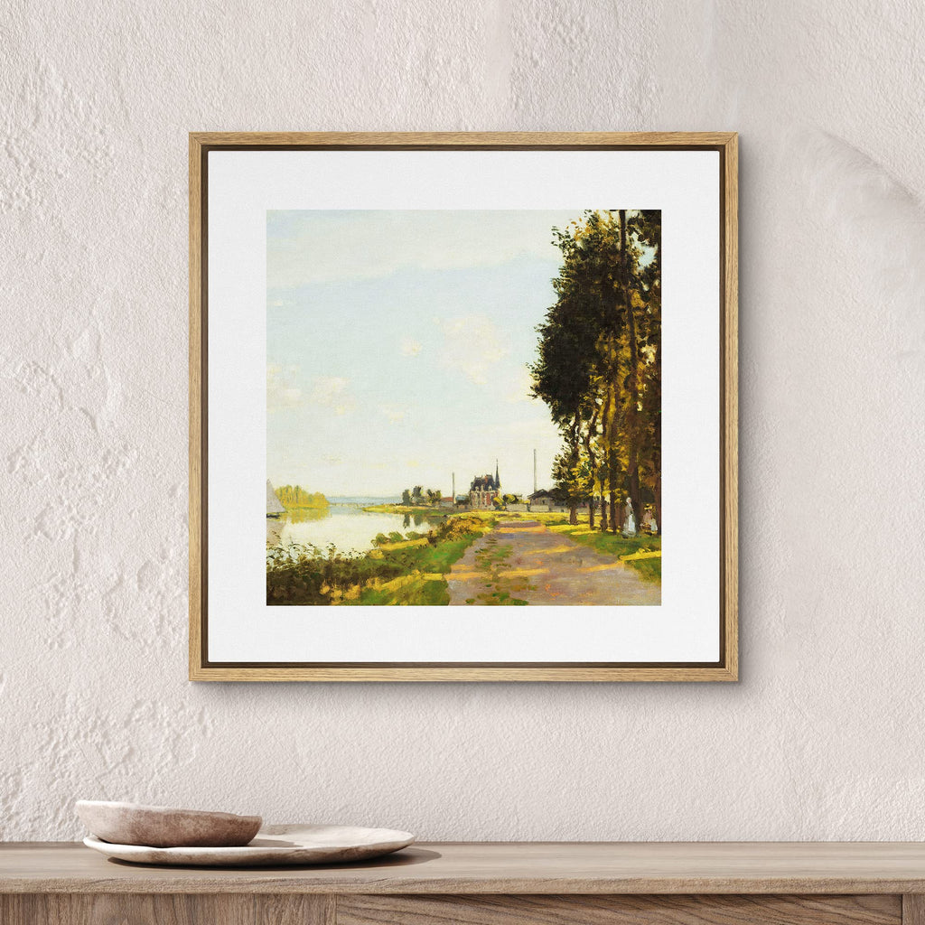 Framed Canvas Print Wall Art Argenteuil by Claude Monet Nature Wilderness Oil Painting Impressionism Rustic Scenic