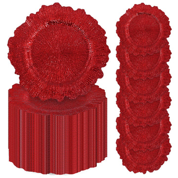 100 Pcs Red Charger Plates Bulk, 13" Reef Plate Chargers