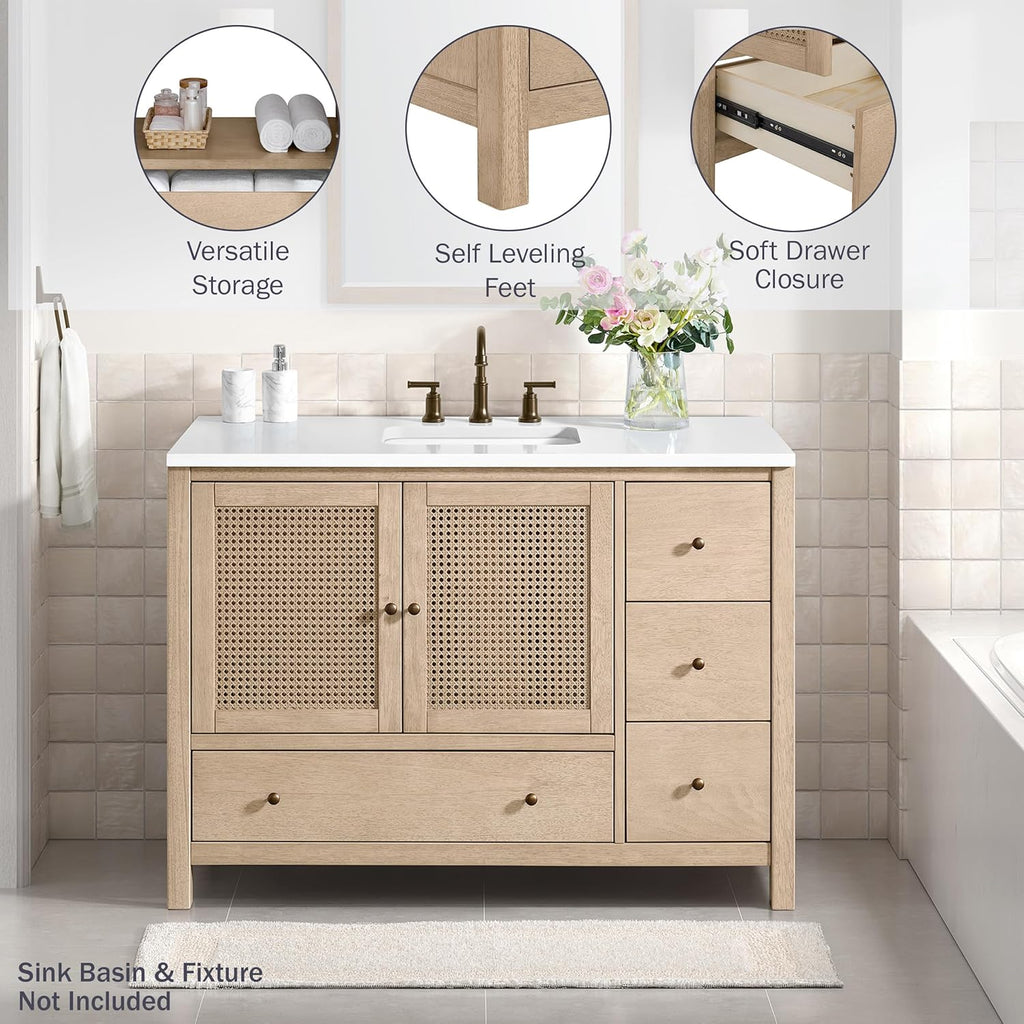 Alaterre Furniture Lucca Bathroom Vanity - Freestanding Cabinet Without Sink