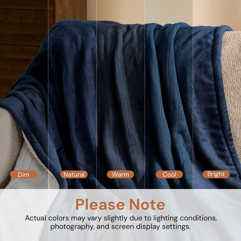Electric Blanket Queen, Heated Blanket with Dual Control, Navy