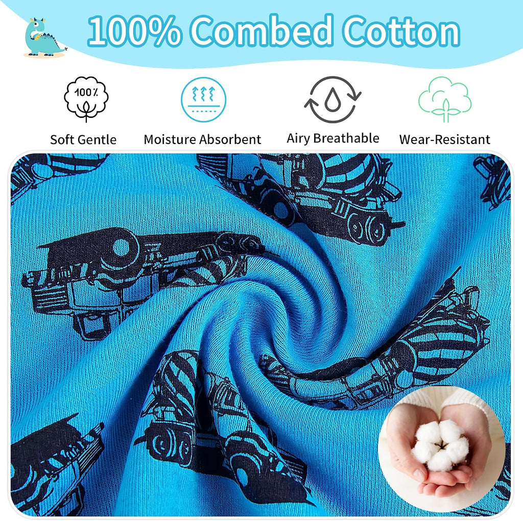 Boys 100% Cotton Boxer Briefs, 6 Pack Toddlers Kids Underwear