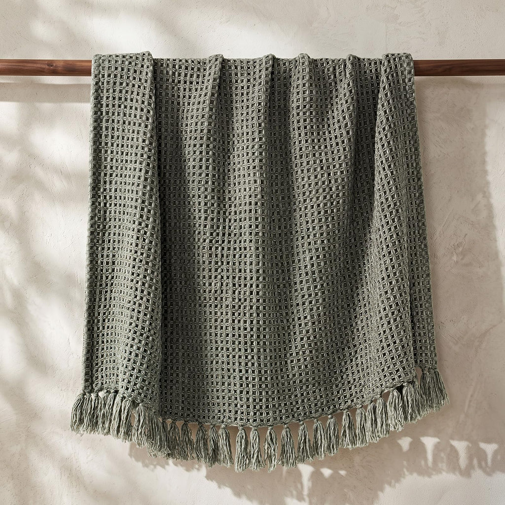 Cozy Soft Halo Waffle Throw Blanket, 60" x 80", Dried Thyme
