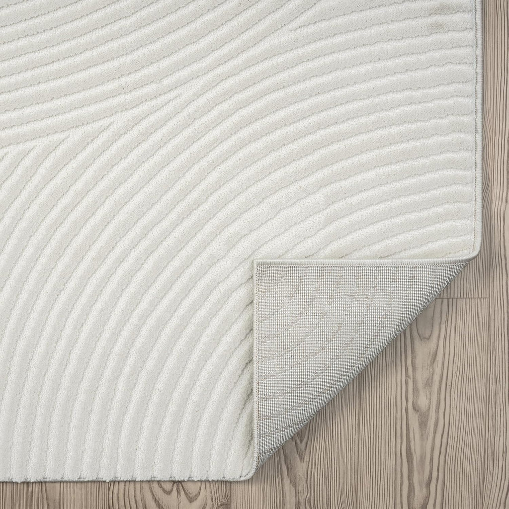 5x8 Neutral Cream Area Rug 5' x 8' | White Luxury Zen Carpet | Minimalist Ivory Rugs for Bedroom, Living Room and Dining