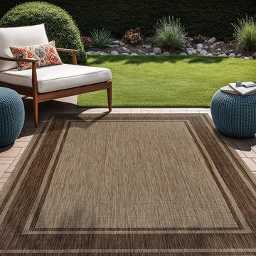 Outdoor Rug 5x7 Modern Bordered Area Rugs for Indoor and Outdoor Patio Deck Porch Garden Waterproof 