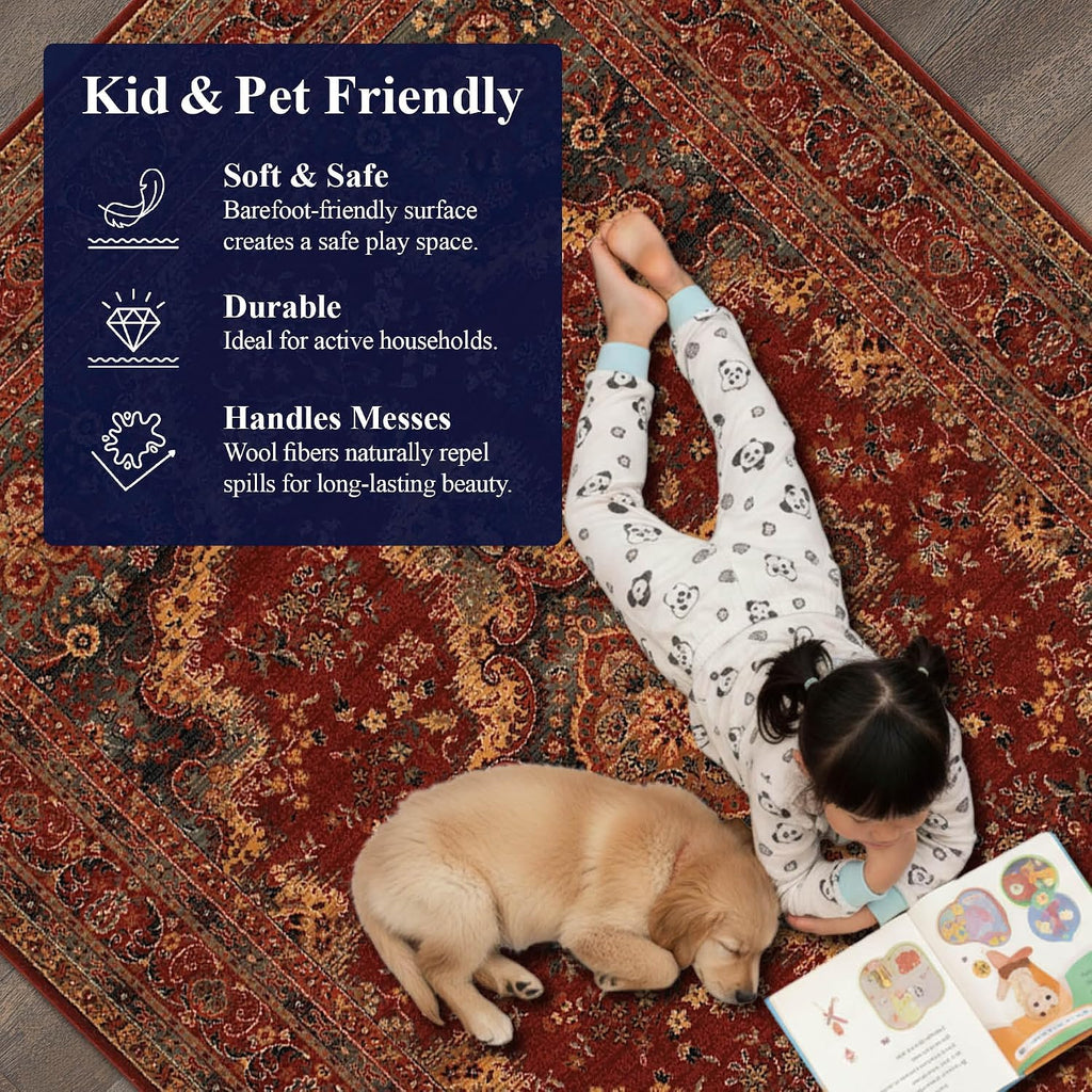 Old World Classics Kerman Medallion Area Rug, Red