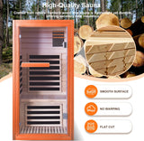 Far Infrared Sauna for Home 1 Person Indoor Wood Sauna Personal Spa Room 1065W 120V with Red Light Bluetooth Speakers