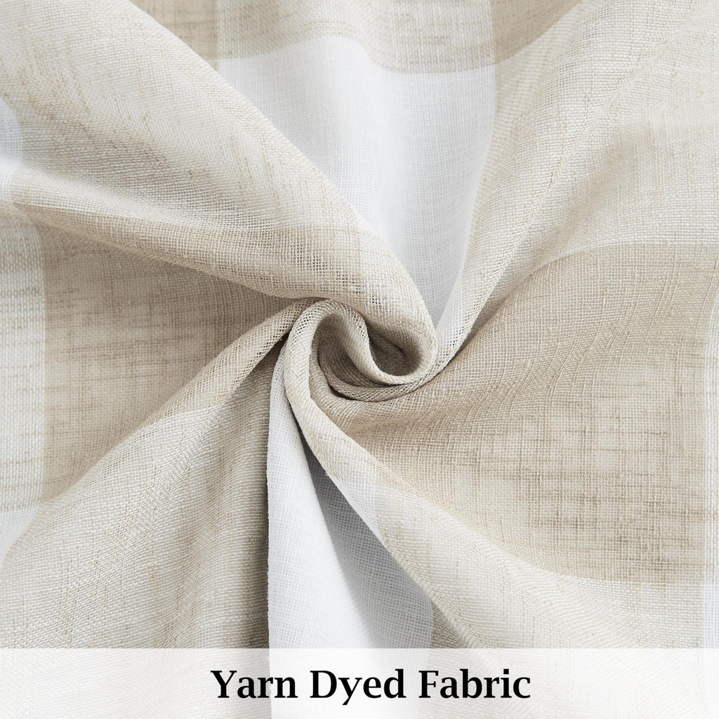 Buffalo Tan White Plaid Full Blackout Window Curtains 84 Inches Long