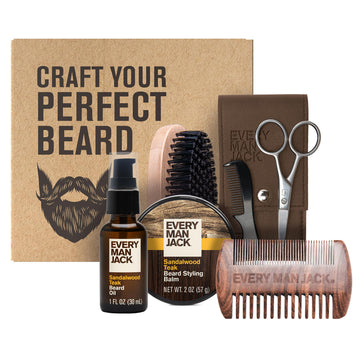 Essential Beard Care Kit for Men, Sandalwood Teak, Gift Set