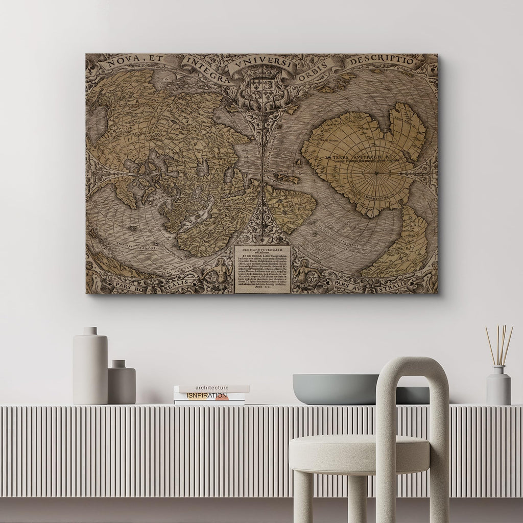 Canvas Print Wall Art Vintage Sepia Old World Map Digital Art Modern Art Traditional Colorful - 12"x18"