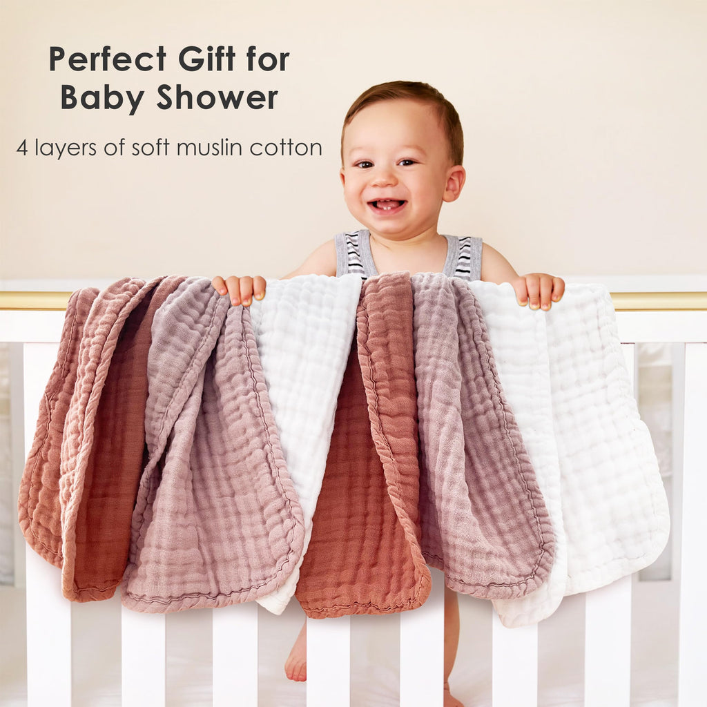 Muslin Burp Cloths for Baby 100% Cotton Burping Cloths for Unisex, Boy, Girl - Large 20'' by 10'' Newborn Essentials